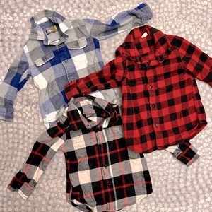 Lot of boys flannel button down shirts size 3. Two GAP and one Rumi + Ryder.